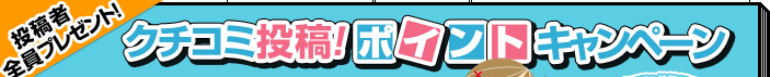 投稿者全員プレゼント！クチコミ投稿！ポイントキャンペーン